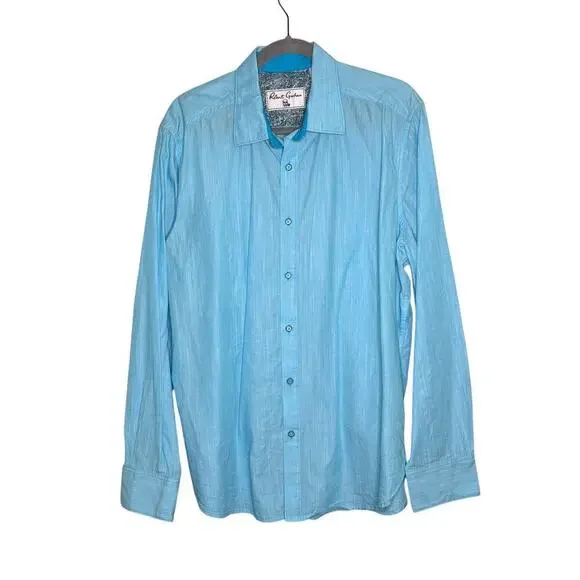 Robert Graham Men's Long Sleeve Button Down Shirt Aqua Blue Size XL - Picture 7 of 7